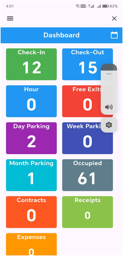 POSOne Parking System UAE - Mobile App Transactions screen with billing contracts